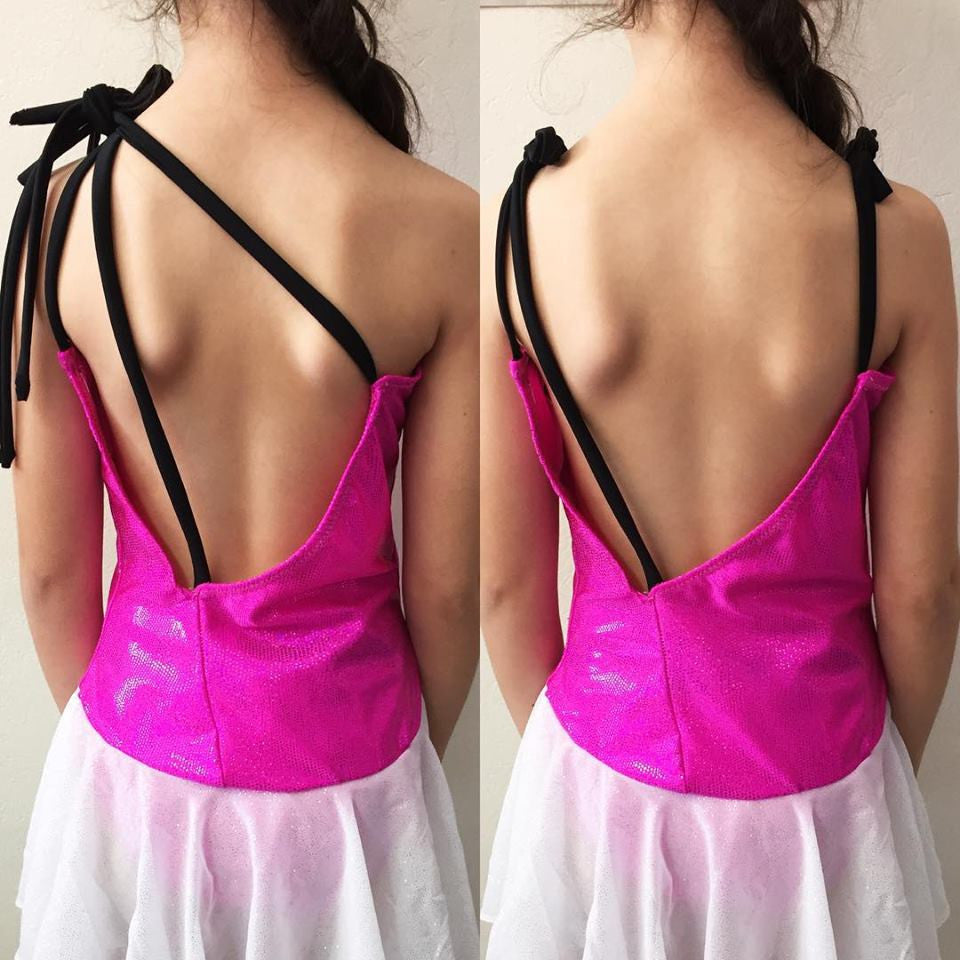 Changeable Strap Open Back Leotard - Hot Pink